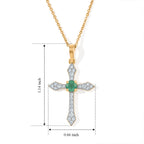 D'Joy - AAA Emerald & White Zircon Pendant with Chain (Size 20) in 18K Vermeil Yellow Gold Plated Sterling Silver_4524209_4