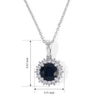 Luxuriant - AAA Diffused Blue Sapphire & Lab Grown Diamond (SI/G-H) Pendant with Chain (Size 20) in Rhodium Overlay Sterling Silver 2.90 Ct._4524570_4