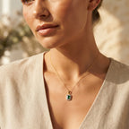Emerald,  White Zircon Chain (Size 20) and Main Stone With Side Stone Pendant in 18K YG Vermeil Sterling Silver 2.30 ct  2.910  Ct._4524642_2