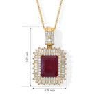 D'Joy - African Ruby & Moissanite Halo Pendant with Chain (Size 20) in 18K Vermeil Yellow Gold Plated Sterling Silver 12.00 Ct._4524758_5