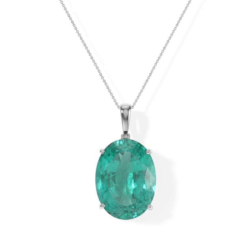 D'Joy - Colombian Colour Emeraldine Quartz Pendant with Chain (Size 20) in Rhodium Overlay Sterling Silver 55.77 Ct._4524778