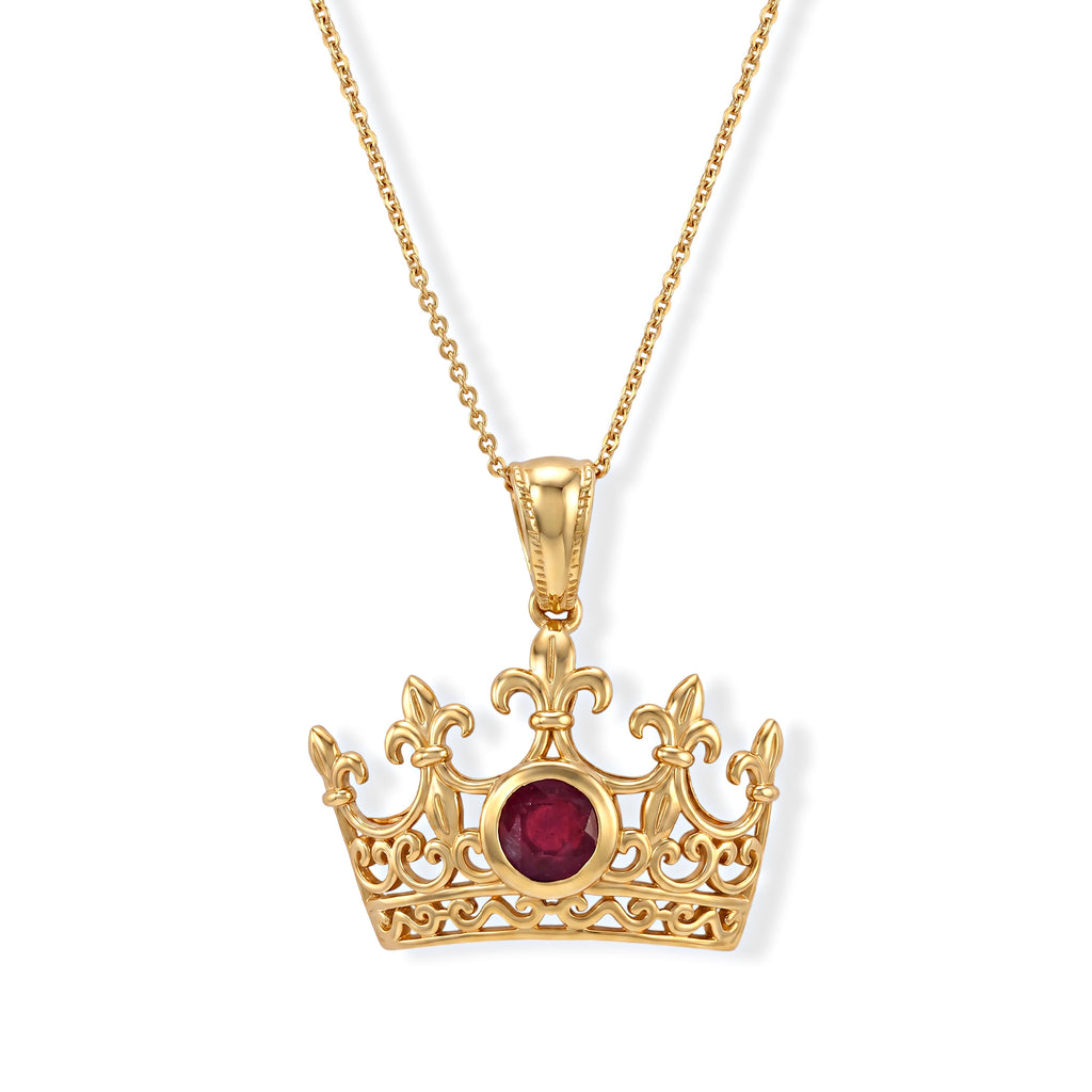 D'Joy - AAA African Ruby Pendant with Chain (Size 20) in Yellow Gold Plated Sterling Silver 1.35 Ct._4524973