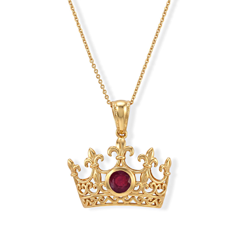 D'Joy - AAA African Ruby Pendant with Chain (Size 20) in Yellow Gold Plated Sterling Silver 1.35 Ct._4524973
