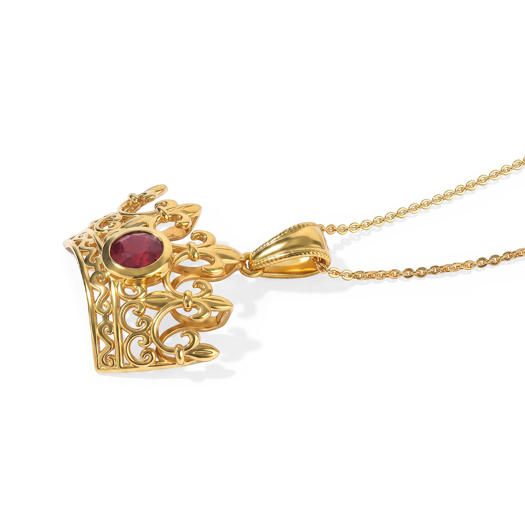 D'Joy - AAA African Ruby Pendant with Chain (Size 20) in Yellow Gold Plated Sterling Silver 1.35 Ct._4524973_3