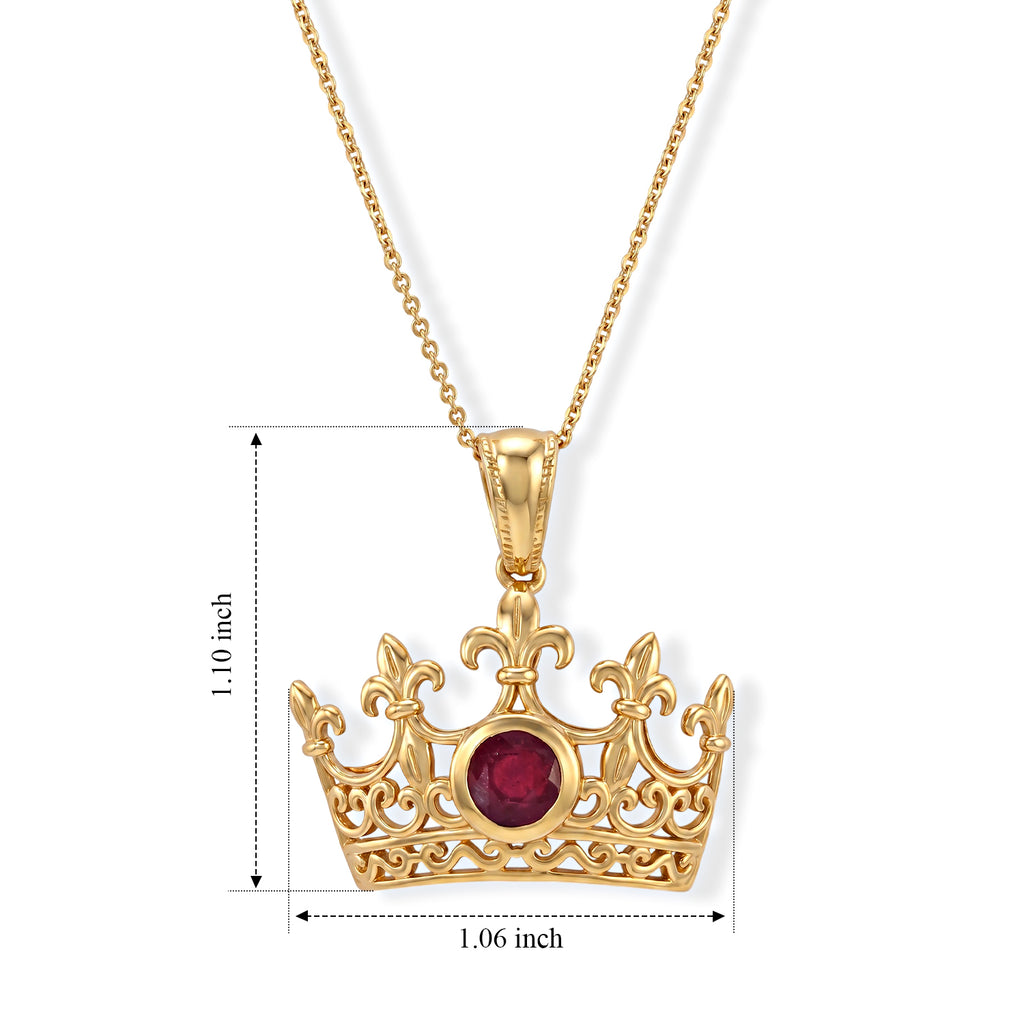 D'Joy - AAA African Ruby Pendant with Chain (Size 20) in Yellow Gold Plated Sterling Silver 1.35 Ct._4524973_4