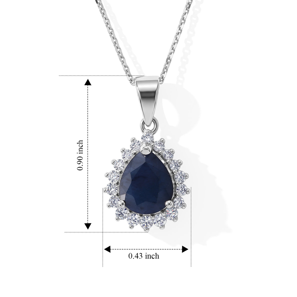 Luxuriant - Diffused Blue Sapphire &amp; Lab Grown Diamond Halo Pendant with Chain (Size 20) in Rhodium Overlay Sterling Silver 4.25 Ct. 4524994 4