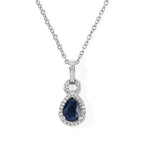 D'Joy - Diffused Blue Sapphire & White Zircon Halo Pendant in Platinum Overlay Sterling Silver with Chain (Size 20) 1.60 Ct._4525240