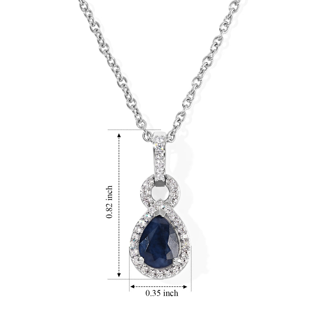 D'Joy - Diffused Blue Sapphire & White Zircon Halo Pendant in Platinum Overlay Sterling Silver with Chain (Size 20) 1.60 Ct._4525240_4