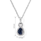 D'Joy - Diffused Blue Sapphire & White Zircon Halo Pendant in Platinum Overlay Sterling Silver with Chain (Size 20) 1.60 Ct._4525240_4