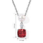 Luxuriant - Lab Created Padparadscha Sapphire, Fresh Water Pearl & White Zircon Pendant in Platinum Overlay Sterling Silver with Chain (Size 20) 5.36 Ct._4525283_4