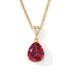 Luxuriant - Lab Created Padparadscha Sapphire & White Zircon Pendant in Yellow Gold Plated Sterling Silver with Chain (Size 20) 5.00 Ct._4525288