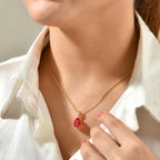 Luxuriant - Lab Created Padparadscha Sapphire & White Zircon Pendant in Yellow Gold Plated Sterling Silver with Chain (Size 20) 5.00 Ct._4525288_1