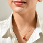 Luxuriant - Lab Created Padparadscha Sapphire & White Zircon Pendant in Yellow Gold Plated Sterling Silver with Chain (Size 20) 5.00 Ct._4525288_2