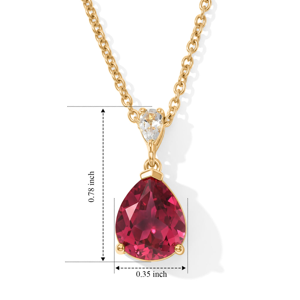 Luxuriant - Lab Created Padparadscha Sapphire & White Zircon Pendant in Yellow Gold Plated Sterling Silver with Chain (Size 20) 5.00 Ct._4525288_5
