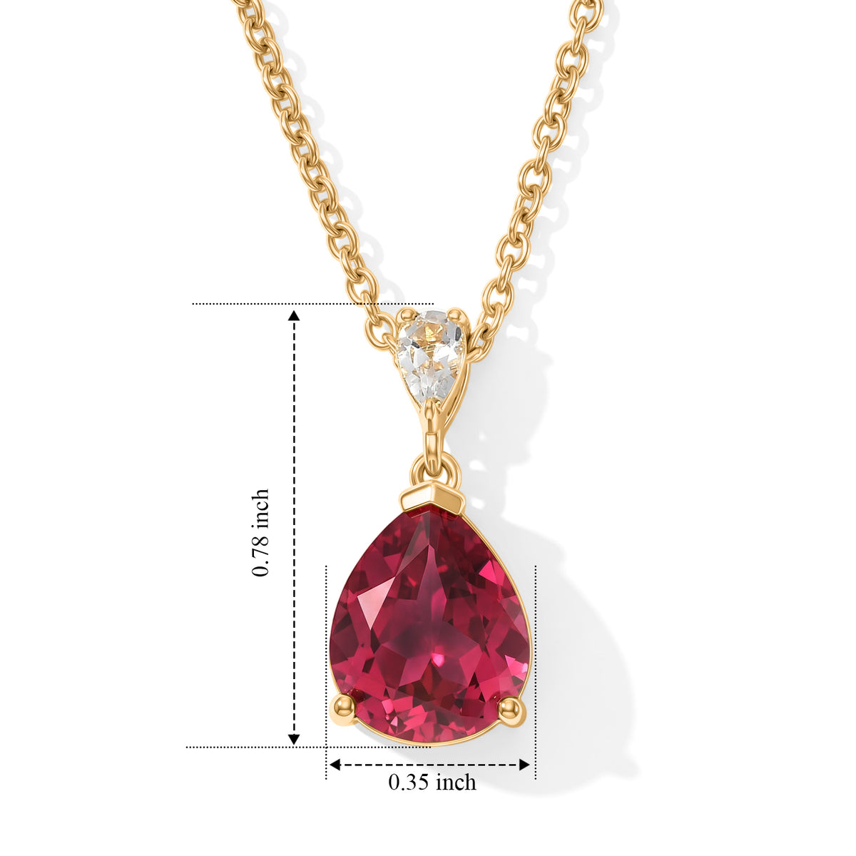 Luxuriant - Lab Created Padparadscha Sapphire &amp; White Zircon Pendant in Yellow Gold Plated Sterling Silver with Chain (Size 20) 5.00 Ct. 4525288 5