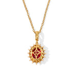 Luxuriant - Lab Created Padparadscha Sapphire & White Zircon Pendant in Yellow Gold Plated Sterling Silver with Chain (Size 20) 4.46 Ct._4525289_4
