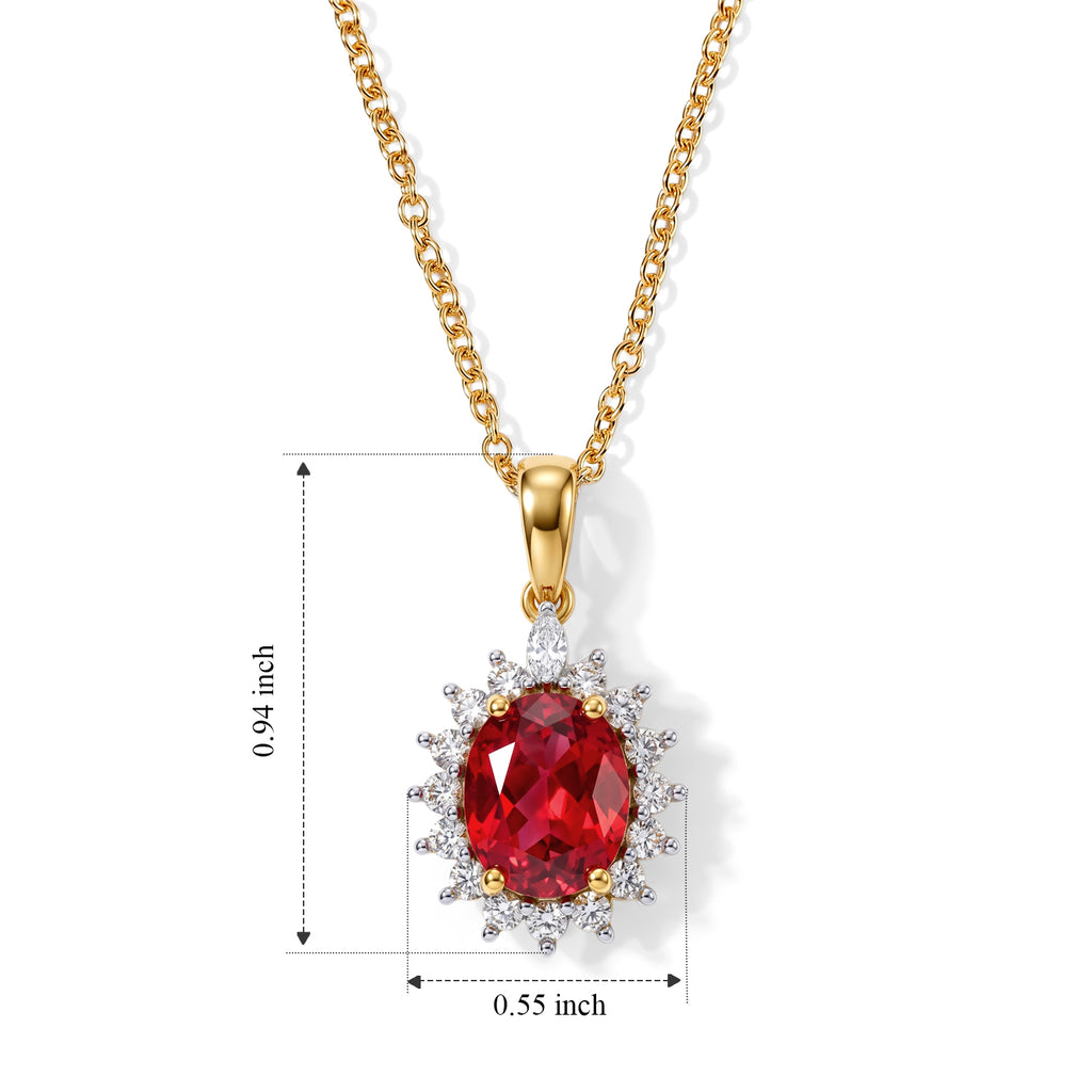 Luxuriant - Lab Created Padparadscha Sapphire & White Zircon Pendant in Yellow Gold Plated Sterling Silver with Chain (Size 20) 4.46 Ct._4525289_5