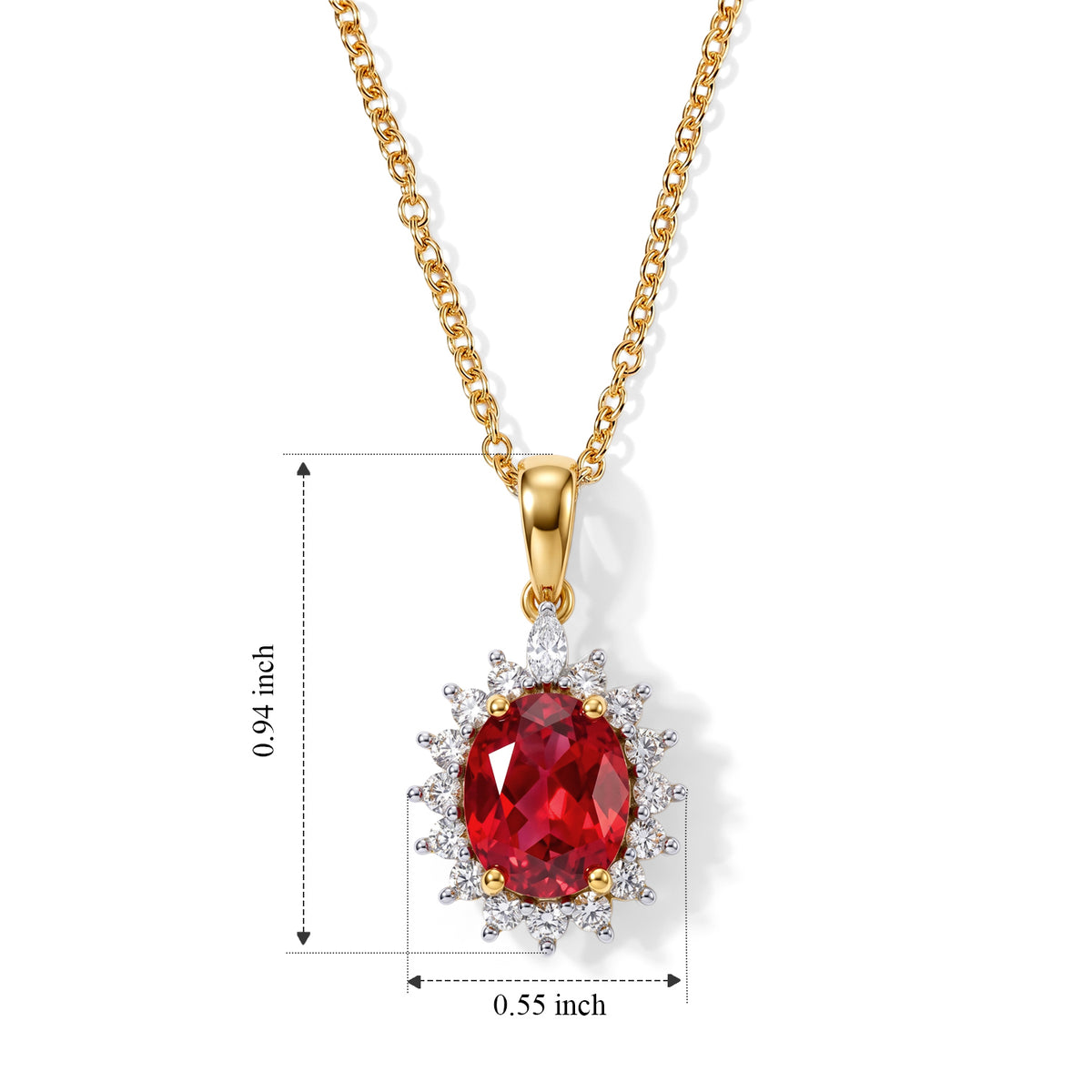 Luxuriant - Lab Created Padparadscha Sapphire &amp; White Zircon Pendant in Yellow Gold Plated Sterling Silver with Chain (Size 20) 4.46 Ct. 4525289 5