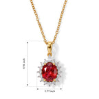Luxuriant - Lab Created Padparadscha Sapphire & White Zircon Pendant in Yellow Gold Plated Sterling Silver with Chain (Size 20) 4.46 Ct._4525289_5