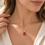 Luxuriant - Lab Created Padparadscha Sapphire & Lab Grown Diamond (SI/G-H) Pendant with Chain (Size 20) in 18K Vermeil Yellow Gold Plated Sterling Silver 7.00 Ct._4525292_1