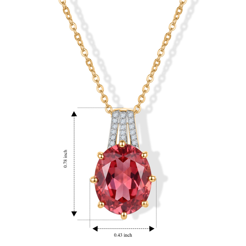 Luxuriant - Lab Created Padparadscha Sapphire & Lab Grown Diamond (SI/G-H) Pendant with Chain (Size 20) in 18K Vermeil Yellow Gold Plated Sterling Silver 7.00 Ct._4525292_3