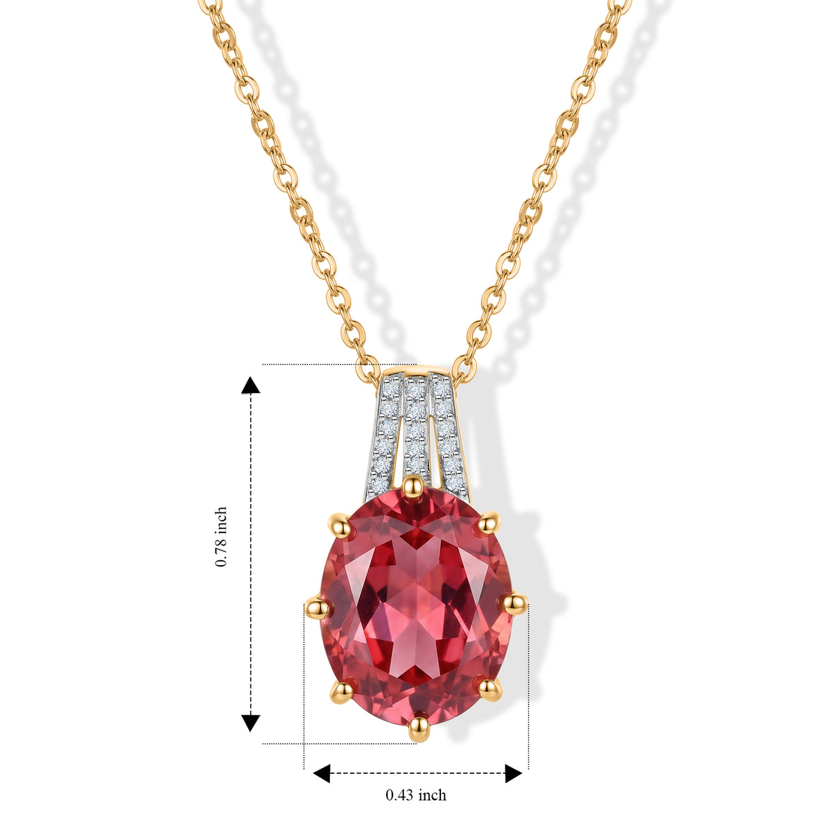 Luxuriant - Lab Created Padparadscha Sapphire &amp; Lab Grown Diamond (SI-G-H) Pendant with Chain (Size 20) in 18K Vermeil Yellow Gold Plated Sterling Silver 7.00 Ct. 4525292 3