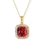 Luxuriant - Lab Created Padparadscha Sapphire & White Zircon Pendant with Chain (Size 20) in 18K Vermeil Yellow Gold Plated Sterling Silver 7.05 Ct._4525698