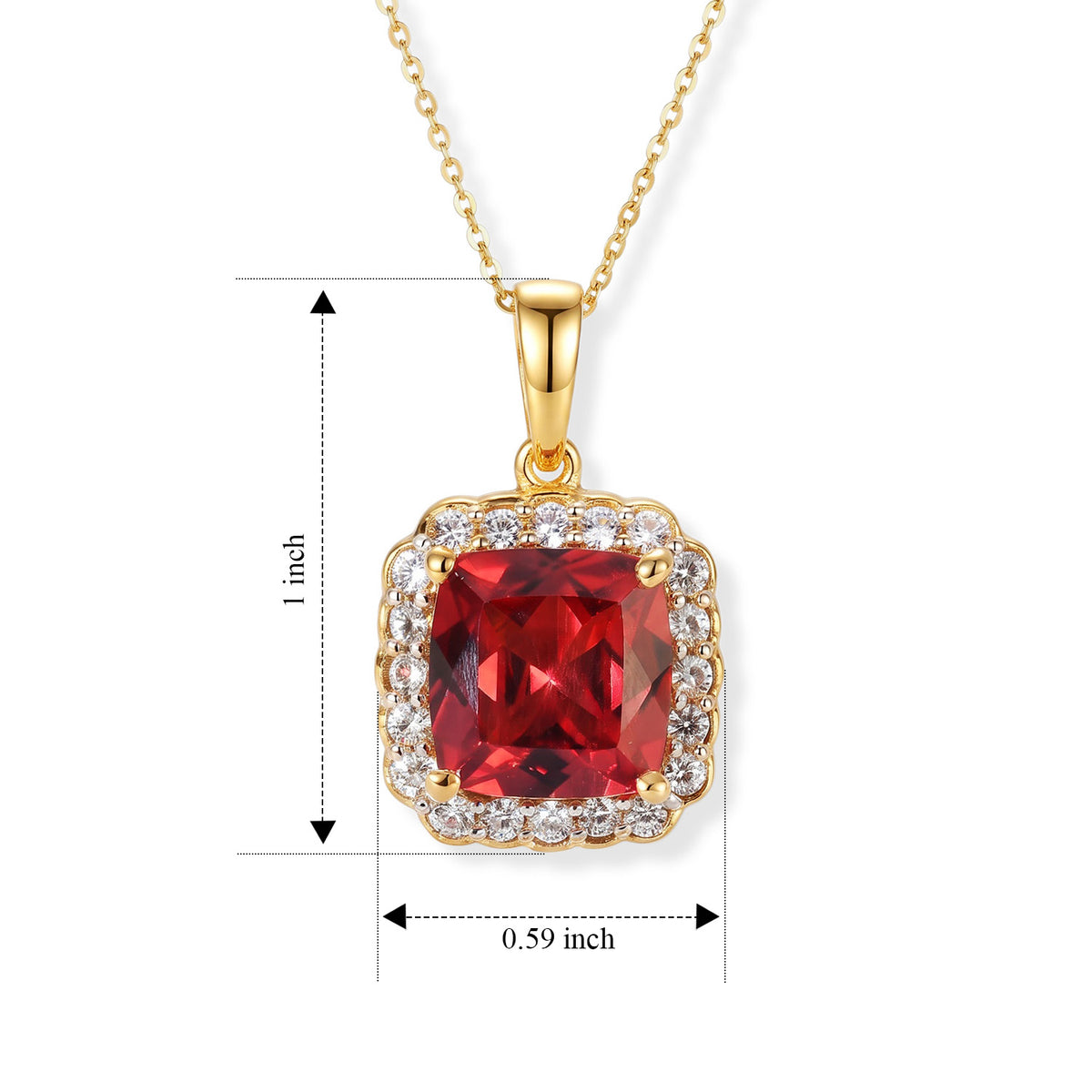 Luxuriant - Lab Created Padparadscha Sapphire &amp; White Zircon Pendant with Chain (Size 20) in 18K Vermeil Yellow Gold Plated Sterling Silver 7.05 Ct. 4525698 3