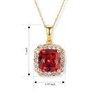 Luxuriant - Lab Created Padparadscha Sapphire & White Zircon Pendant with Chain (Size 20) in 18K Vermeil Yellow Gold Plated Sterling Silver 7.05 Ct._4525698_3