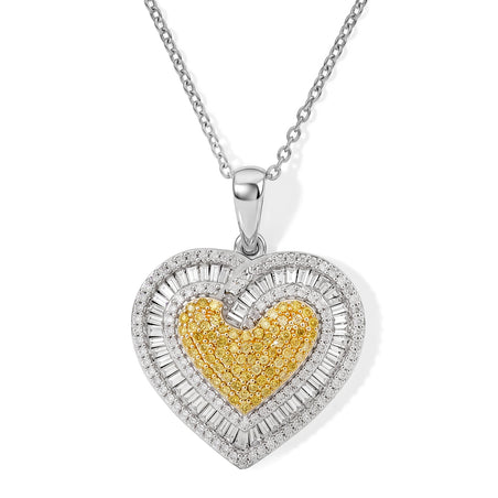 Live From Vicenza GP - Multi Diamond &amp; Blue Sapphire Heart Pendant with Chain (Size 20) in Two Tone Plated Sterling Silver 0.70 Ct. 4526292 1