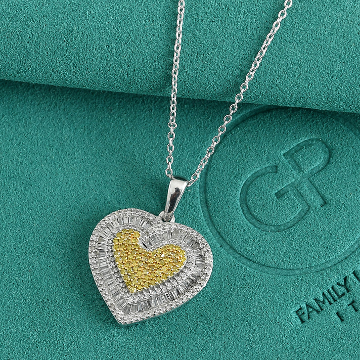 GP - Multi Diamond &amp; Blue Sapphire Pendant with Chain (Size 20) in Two Tone Plated Sterling Silver 0.70 Ct. 4526292 2