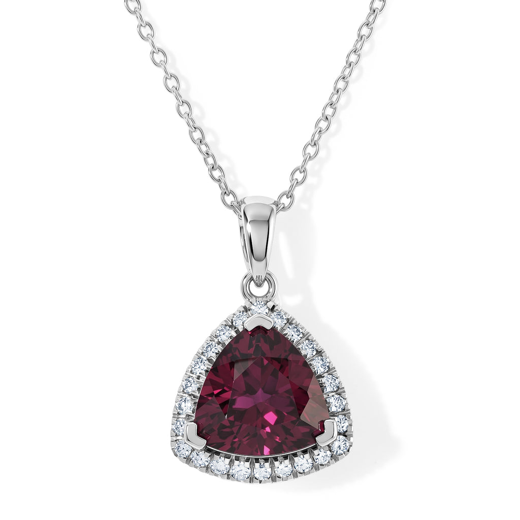 Luxuriant - Rhodolite Garnet & Lab Grown Diamond (SI/G-H) Pendant with Chain (Size 20) in Rhodium Overlay Sterling Silver 3.50 Ct._4526824