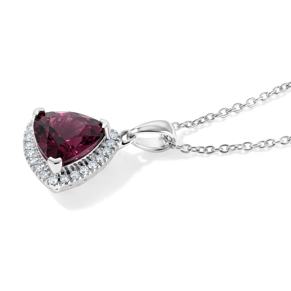 Luxuriant - Rhodolite Garnet &amp; Lab Grown Diamond (SI-G-H) Pendant with Chain (Size 20) in Rhodium Overlay Sterling Silver 3.50 Ct. 4526824 3