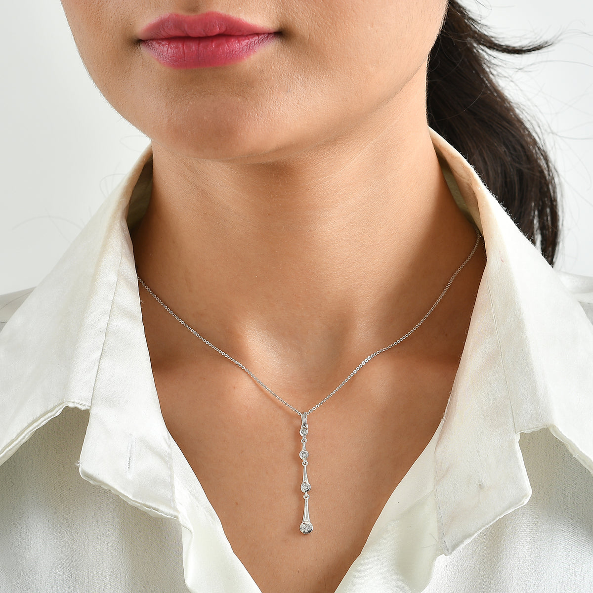 Lucy Q - Lab Grown Diamond (SI-G-H) Pendant with Chain (Size 20) in Rhodium Overlay Sterling Silver 0.25 Ct. 4526900 1