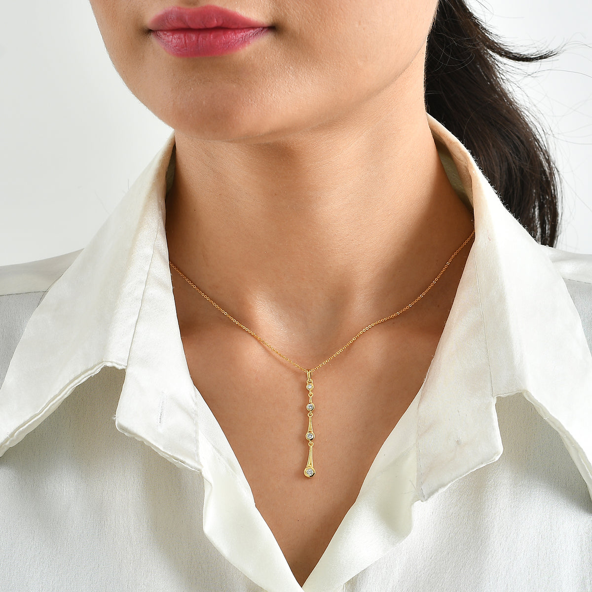 Lucy Q - Lab Grown Diamond (SI-G-H) Pendant with Chain (Size 20) in 18K Vermeil Yellow Gold Plated Sterling Silver 0.25 Ct. 4526906 1