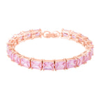 Set of 3 - Pink Cubic Zirconia Tennis Bracelet, Earring & Pendant with Chain (Size 20) 8.20 Ct._4527086_2