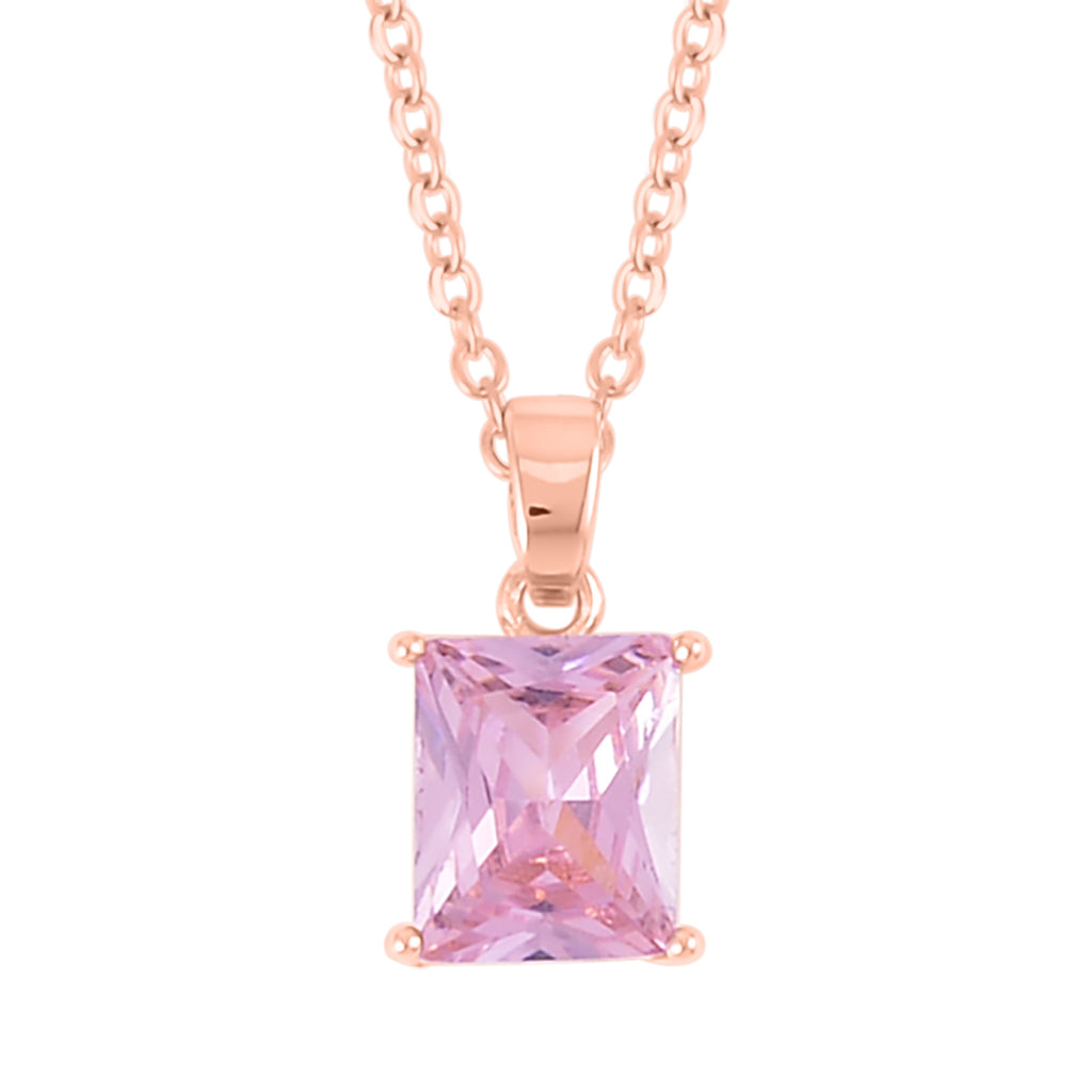 Set of 3 - Pink Cubic Zirconia Tennis Bracelet, Earring & Pendant with Chain (Size 20) 8.20 Ct._4527086_4