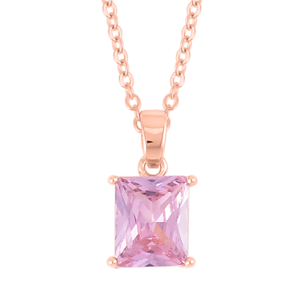 Set of 3 - Pink Cubic Zirconia Tennis Bracelet (Size - 7.5), Push Back Earring &amp; Pendant with Chain (Size 20-2 Ext) 8.20 Ct. 4527086 4