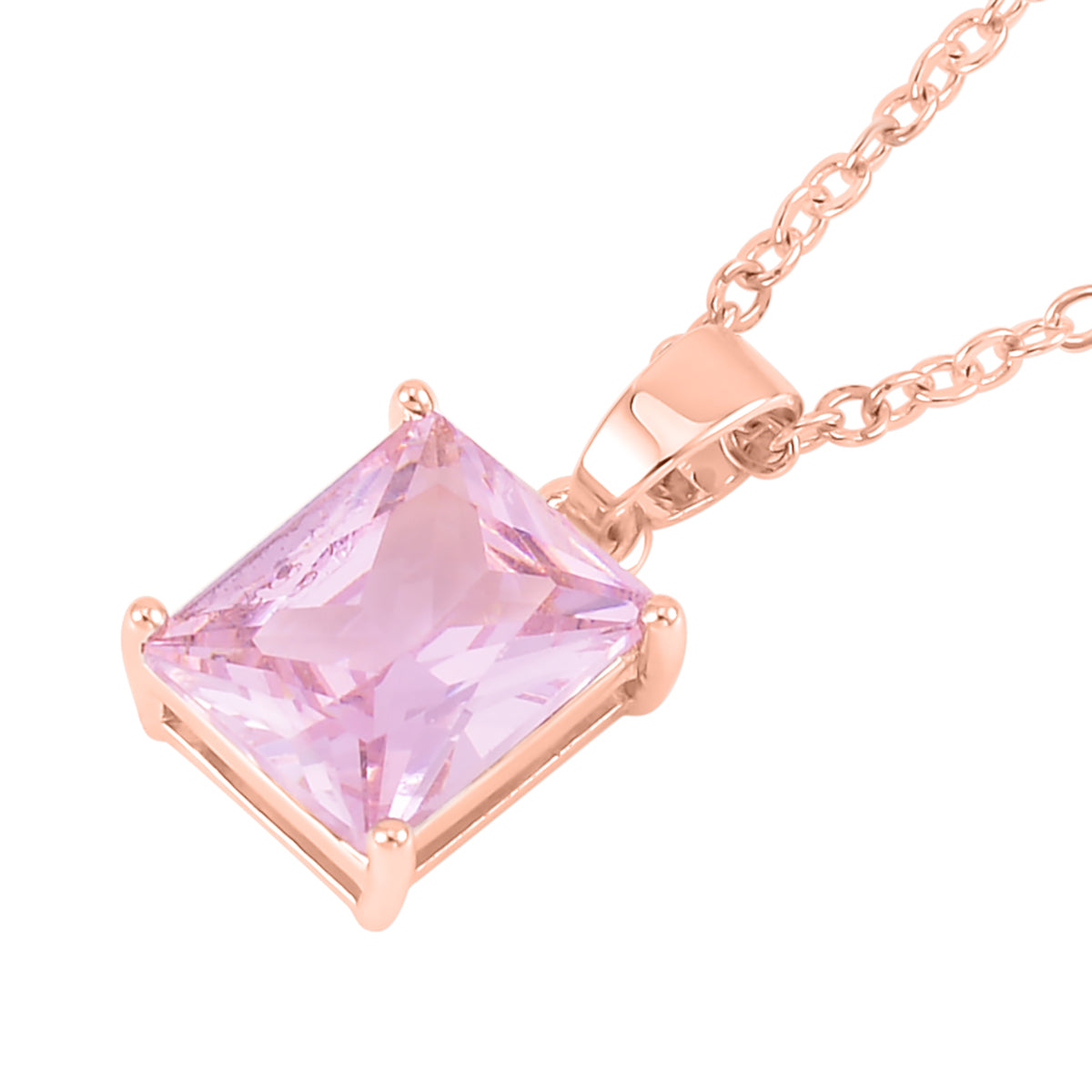 Set of 3 - Pink Cubic Zirconia Tennis Bracelet (Size - 7.5), Push Back Earring &amp; Pendant with Chain (Size 20-2 Ext) 8.20 Ct. 4527086 5