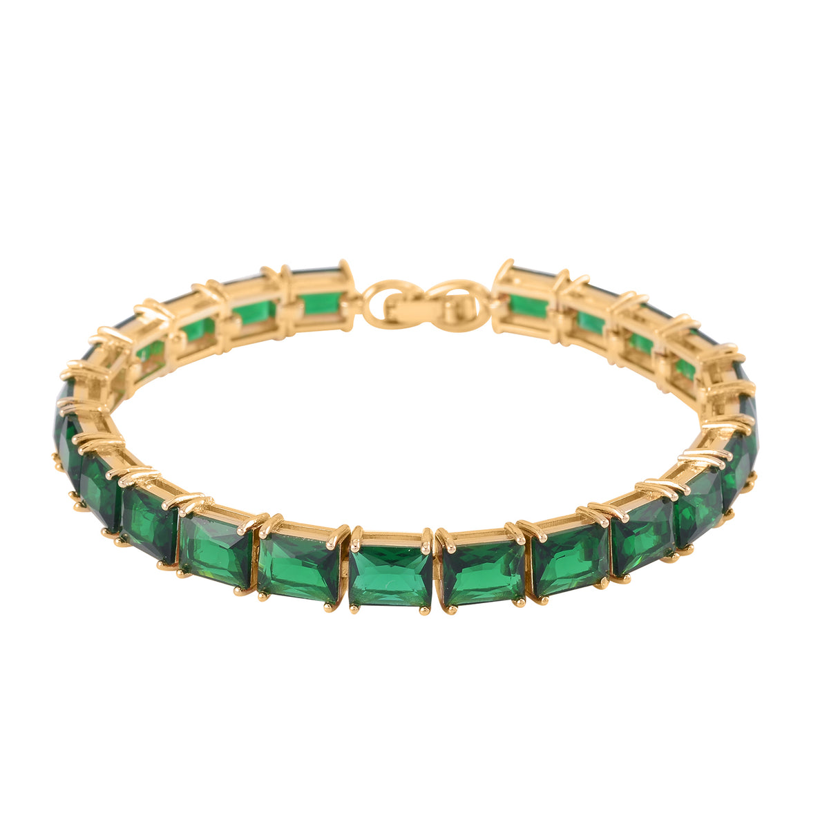 3 Piece Set -  Green Cubic Zirconia Bracelet,Earring,Pendant with Chain (Size 20) 8.20ct  8.200  Ct. 4527090 2