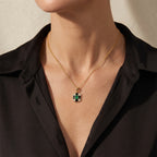 D'Joy - AAA Emerald & White Zircon Pendant with Chain (Size 20) in 18K Vermeil Yellow Gold Plated Sterling Silver_4527205_2