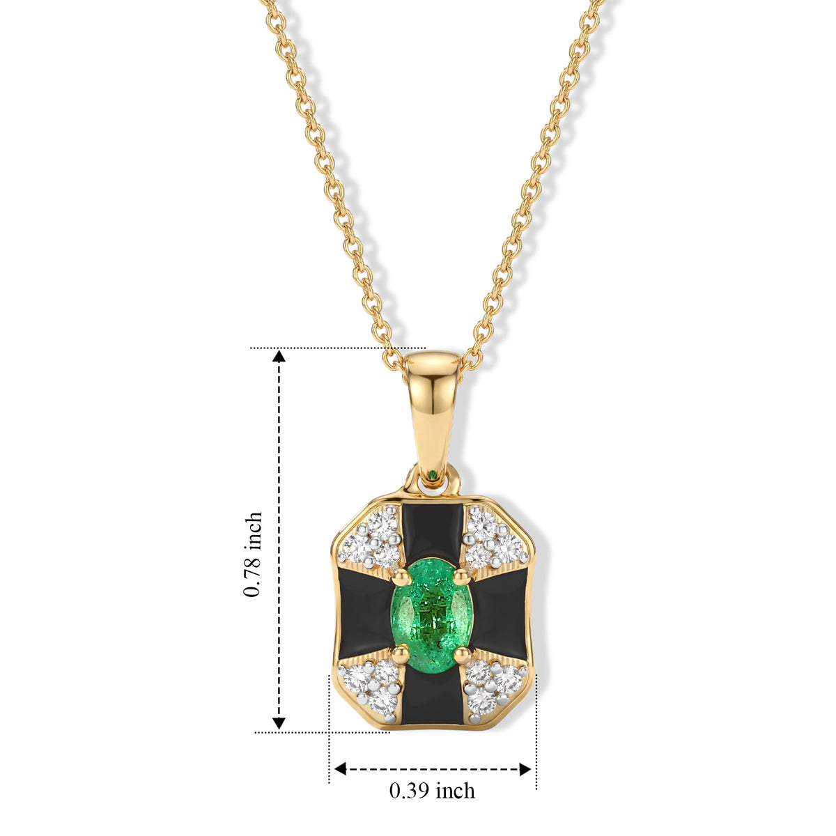 D'Joy - AAA Emerald &amp; White Zircon Pendant with Chain (Size 20) in 18K Vermeil Yellow Gold Plated Sterling Silver 4527205 4