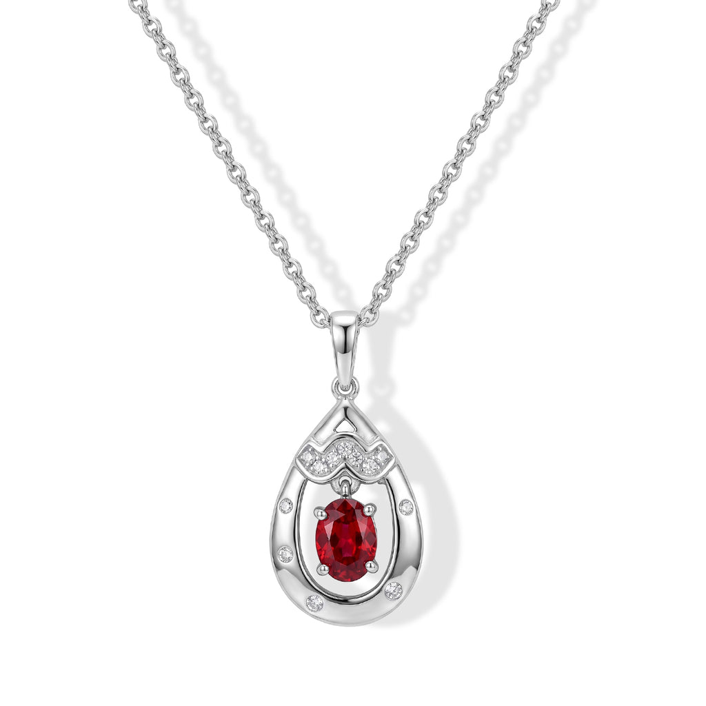 Luxuriant - Lab Created Padparadscha Sapphire & White Zircon Pendant in Platinum Overlay Sterling Silver with Chain (Size 20) 1.32 Ct._4527404