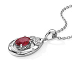 Luxuriant - Lab Created Padparadscha Sapphire & White Zircon Pendant in Platinum Overlay Sterling Silver with Chain (Size 20) 1.32 Ct._4527404_2
