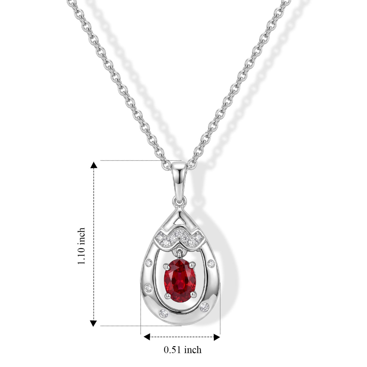 Luxuriant - Lab Created Padparadscha Sapphire &amp; White Zircon Pendant in Platinum Overlay Sterling Silver with Chain (Size 20) 1.32 Ct. 4527404 3