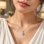 Skyblue Topaz,  White Zircon Pendant with Chain (Size 20) in Rhodium Overlay Sterling Silver 0.42 ct  1.230  Ct._4527580_2