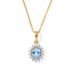 Skyblue Topaz,  White Zircon Pendant with Chain (Size 20) in 18K YG Vermeil Sterling Silver 0.42 ct  1.230  Ct._4527581
