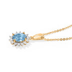 Skyblue Topaz,  White Zircon Pendant with Chain (Size 20) in 18K YG Vermeil Sterling Silver 0.42 ct  1.230  Ct._4527581_3