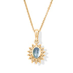 Skyblue Topaz,  White Zircon Pendant with Chain (Size 20) in 18K YG Vermeil Sterling Silver 0.42 ct  1.230  Ct._4527581_4