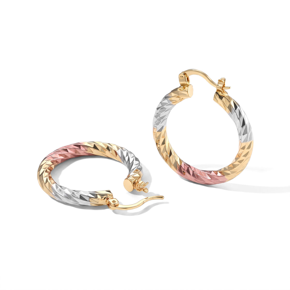 Manhattan Close Out - Tri-Colour Wheat Chain Bracelet (Size - 7.5) and Hoop Earrings Set 4528138 6